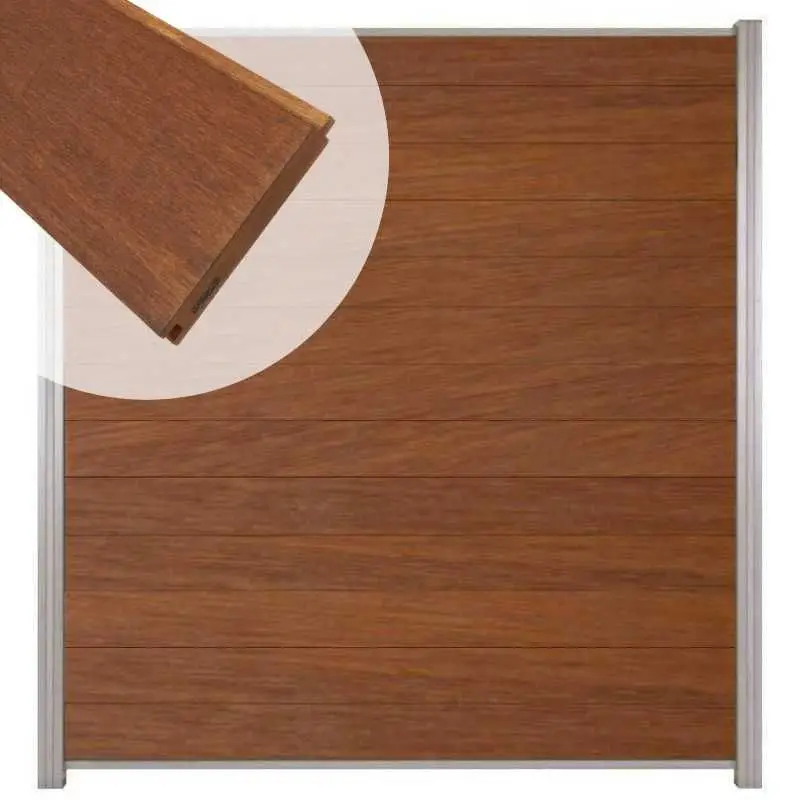 Snelle Levering Zelfbouw schutting hardhout Mix & Match Bamboe - blank alu accessoires (180 x 200 cm)