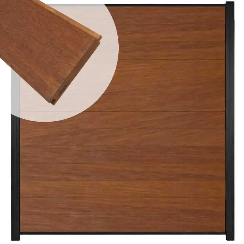 Zelfbouw schutting hardhout Mix & Match Bamboe - zwart alu accessoires (180 x 200 cm) Dagaanbieding