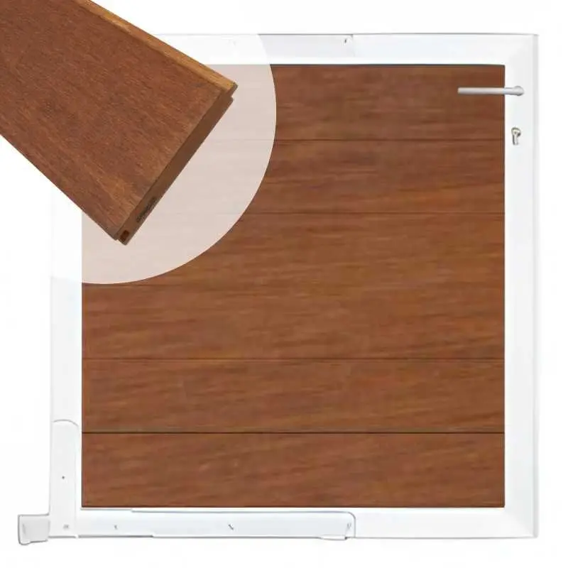 Direct Beschikbaar Tuinpoort aluminium wit frame Mix & Match - hardhout Bamboe (90 x 90 cm)
