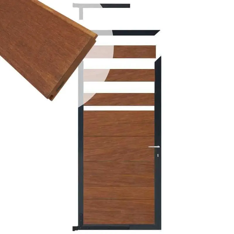 Tuindeur aluminium antraciet frame Mix & Match - hardhout Bamboe (90 x 180 cm) Express Levering
