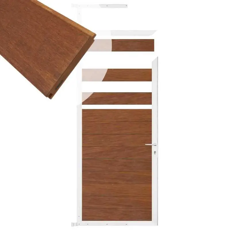Koop Online Tuindeur aluminium wit frame Mix & Match - hardhout Bamboe (90 x 180 cm)