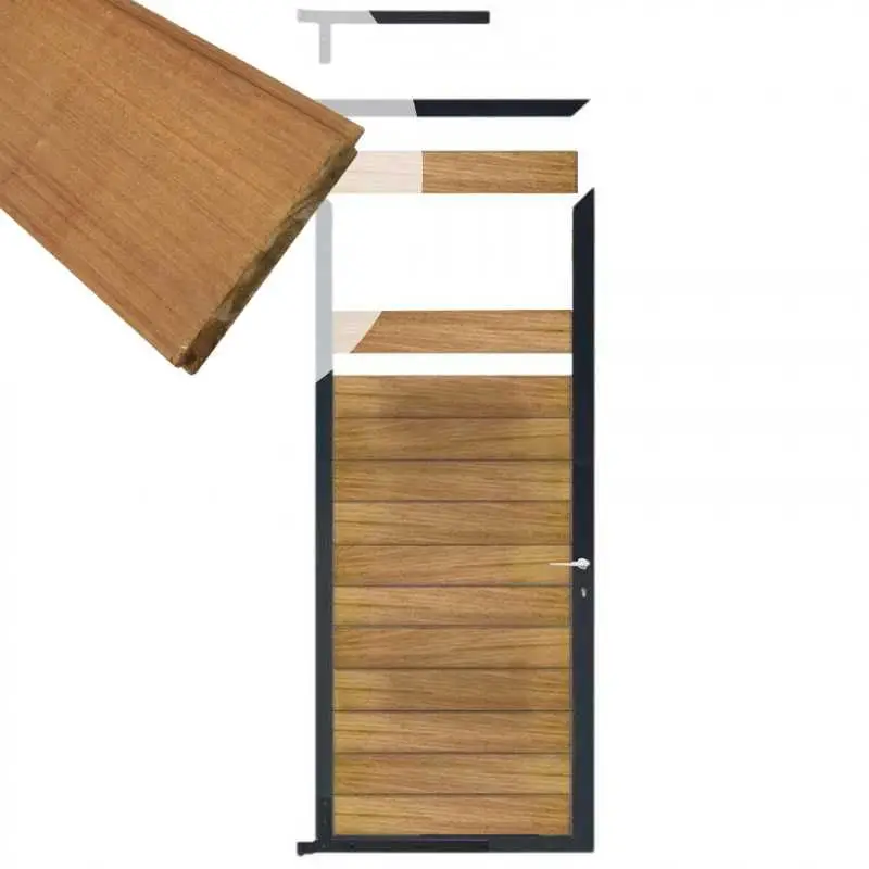 Tuindeur aluminium antraciet frame Mix & Match - hardhout Ipé (90 x 200 cm) Nieuw