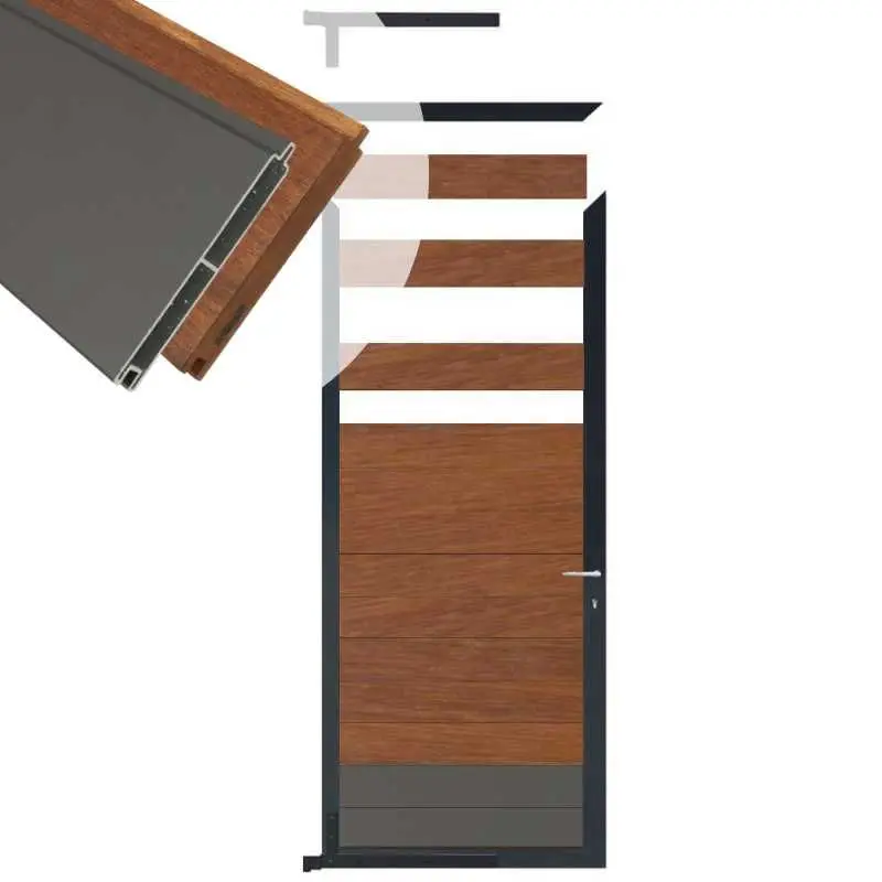 Actieprijs Tuindeur aluminium antraciet frame Mix & Match - hardhout Bamboe / alu antraciet (90 x 200 cm)
