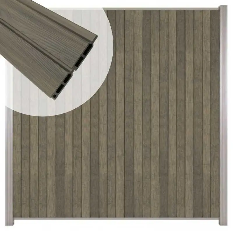 Zelfbouw schutting verticaal Rhombus Double grijs - blank alu accessoires (170 x 180 cm) Op = Op