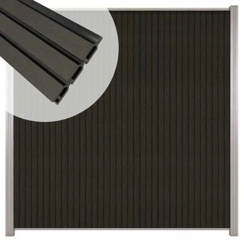 Hoge Kwaliteit Zelfbouw schutting verticaal Rhombus Triple antraciet - blank alu accessoires (170 x 180 cm)