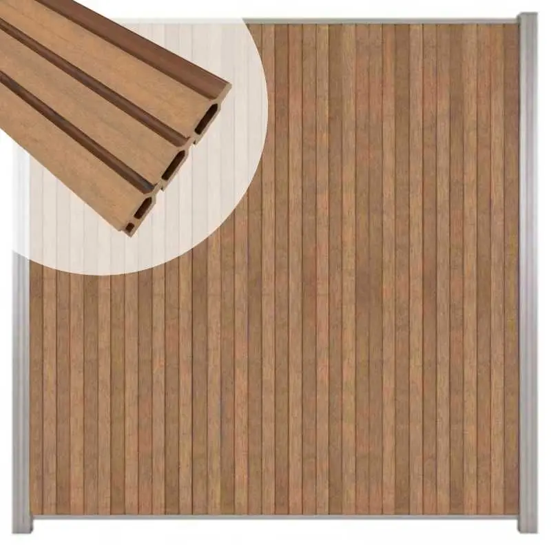 Zelfbouw schutting verticaal Rhombus Triple bruin gevlamd - blank alu accessoires (170 x 180 cm) Favoriet