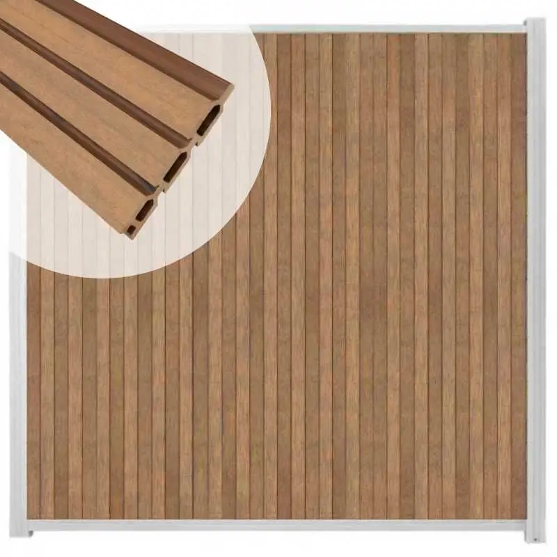Bestseller Zelfbouw schutting verticaal Rhombus Triple bruin gevlamd - wit alu accessoires (170 x 180 cm)