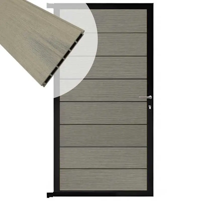 Tuindeur aluminium zwart frame Modular - composiet co-ex grijs (90 x 180 cm) Tijdelijk Beschikbaar