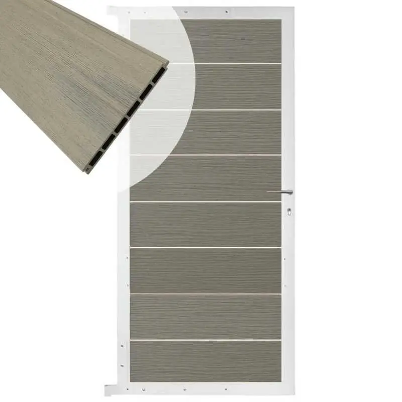 Tuindeur aluminium wit frame Modular - composiet co-ex grijs (90 x 180 cm) Alleen Vandaag