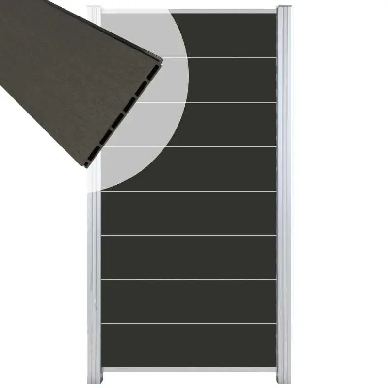 Nieuw Zelfbouw schutting composiet Modular antraciet - blank alu accessoires (90 x 180 cm)