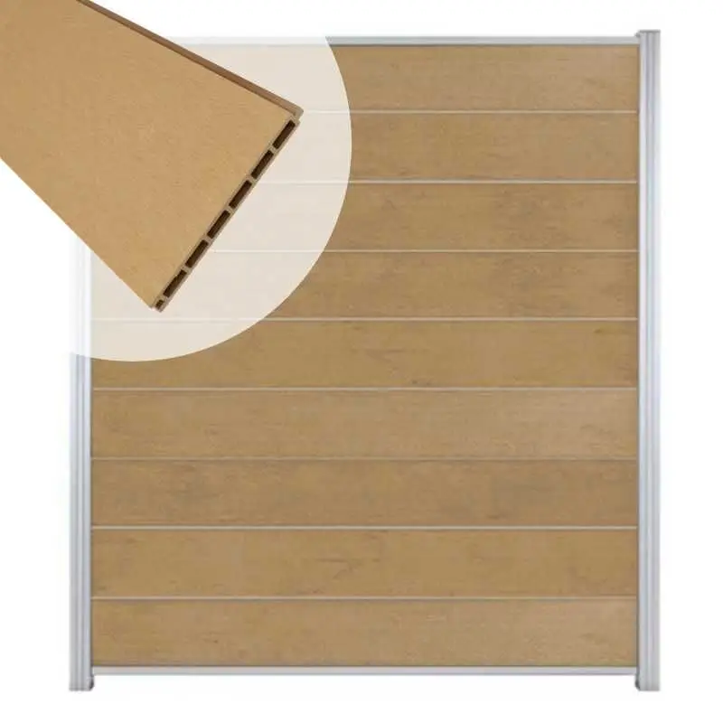 Zelfbouw schutting composiet Modular teak - blank alu accessoires (180 x 200 cm) Goedkoop