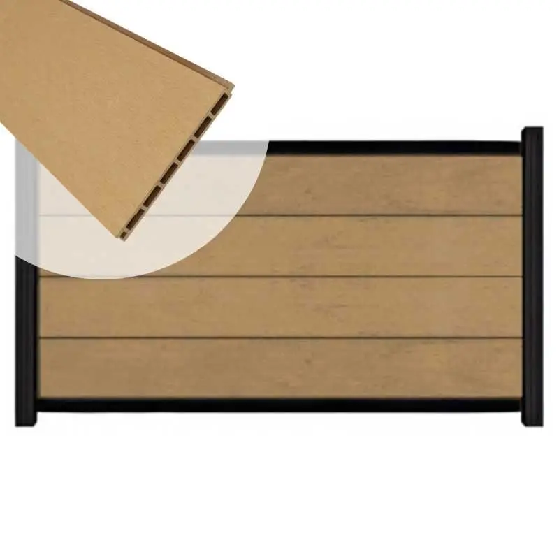 Weekendaanbieding Zelfbouw schutting composiet Modular teak - zwart alu accessoires (180 x 97 cm)