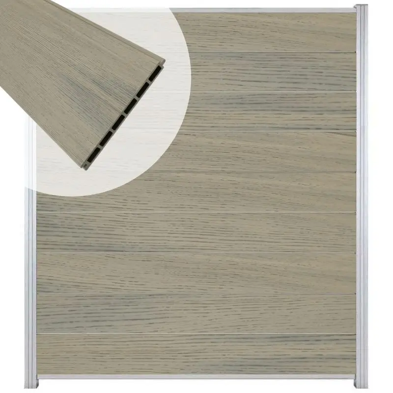 Gratis Retour Zelfbouw schutting composiet Modular co-ex grijs - blank alu accessoires (180 x 200 cm)