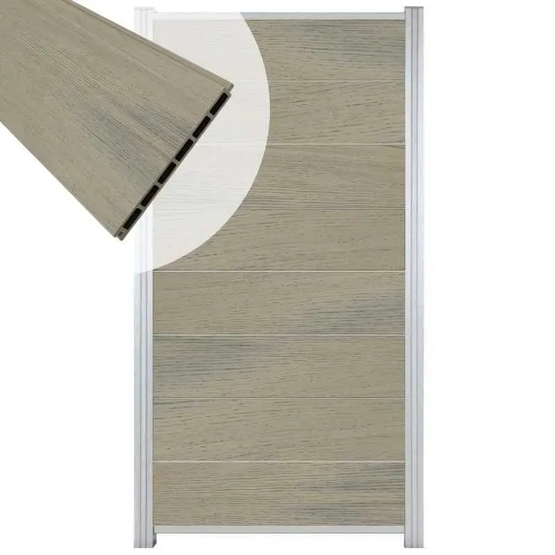 Zelfbouw schutting composiet Modular co-ex grijs - blank alu accessoires (90 x 180 cm) Koopje