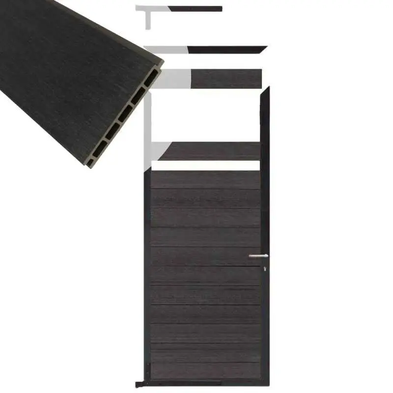Tuindeur composiet Garda antraciet met antraciet alu kader (90 x 200 cm) Gereduceerde Prijs