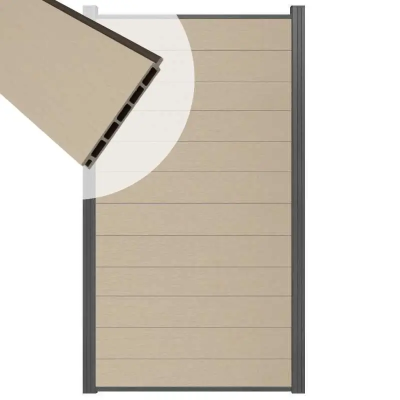 Schutting composiet co-extrusie Garda beige met antraciet alu kader (90 x 180 cm) Beperkt Aanbod