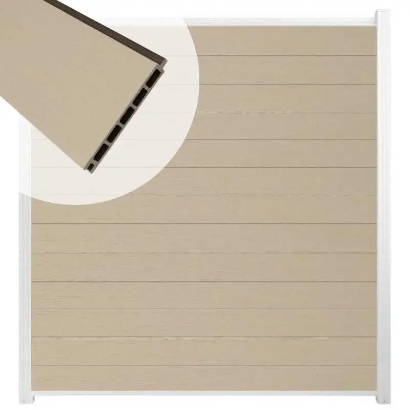 Veilige Betaling Schutting composiet co-extrusie Garda beige met wit aluminium kader (180 x 200 cm)
