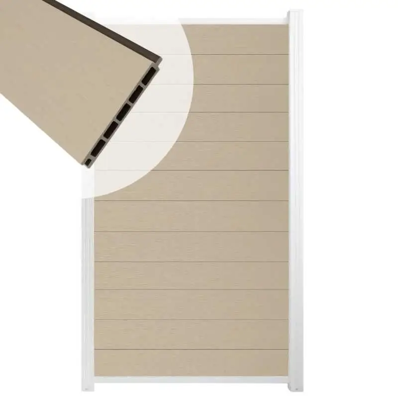 Schutting composiet co-extrusie Garda beige met wit aluminium kader (90 x 180 cm) Meest Verkocht