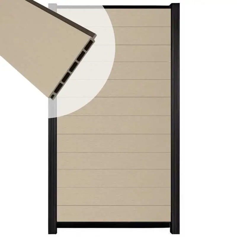 Bestel Nu Schutting composiet co-extrusie Garda beige met zwart aluminium kader (90 x 180 cm)