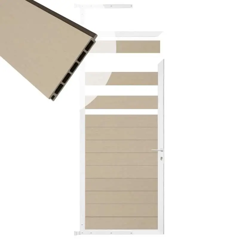 Tuindeur composiet Garda beige met wit alu kader (90 x 180 cm) Tijdelijk Beschikbaar