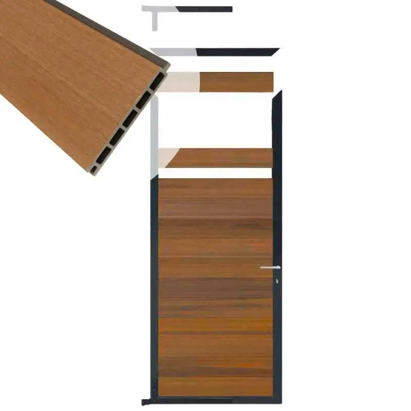 Gratis Retour Tuindeur composiet Garda teak met antraciet alu kader (90 x 200 cm)