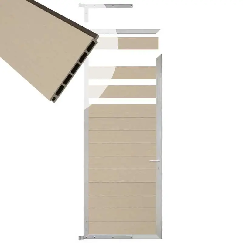 Snelle Levering Tuindeur composiet Garda beige met blank alu kader (90 x 200 cm)