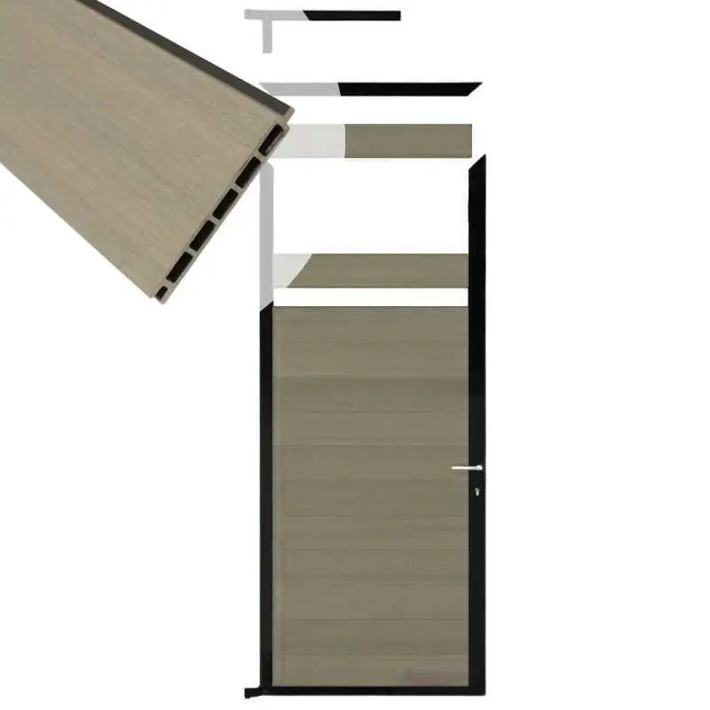 Superprijs Tuindeur composiet Garda vergrijsd bruin met zwart alu kader (90 x 200 cm)