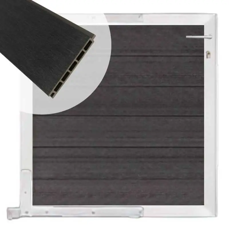 Tuinpoort composiet Garda antraciet met blank alu kader (90 x 90cm) Superprijs