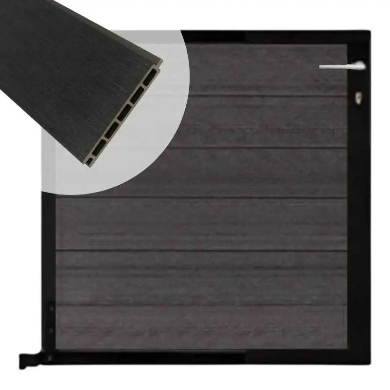 Tuinpoort composiet Garda antraciet met zwart alu kader (90 x 90cm) Flitsaanbieding