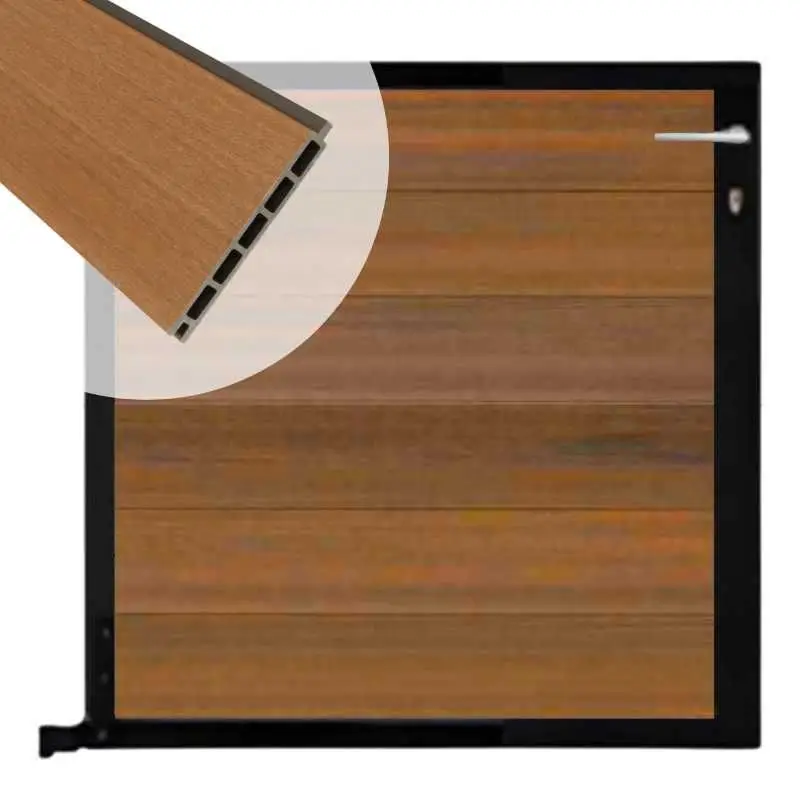 Laatste Versie Tuinpoort composiet Garda teak met zwart alu kader (90 x 90cm)