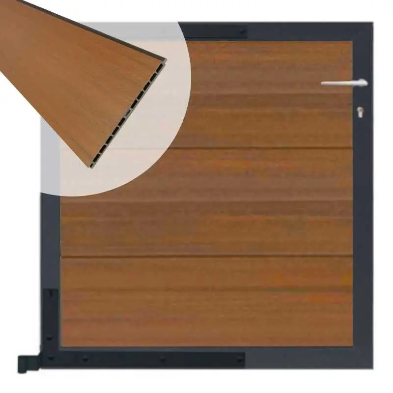 Veilige Betaling Tuinpoort composiet Como teak met antraciet alu kader (90 x 90 cm)