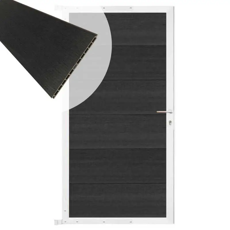 Bestseller Tuindeur composiet Como antraciet met wit alu kader (90 x 180 cm)
