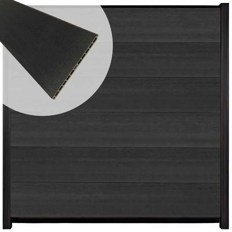 Schutting composiet co-extrusie Como antraciet met zwart aluminium kader (180 x 180 cm) Merkproduct