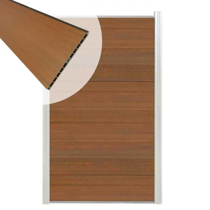 Schutting composiet co-extrusie Como teak met blank aluminium kader (90 x 180 cm) Must-Have