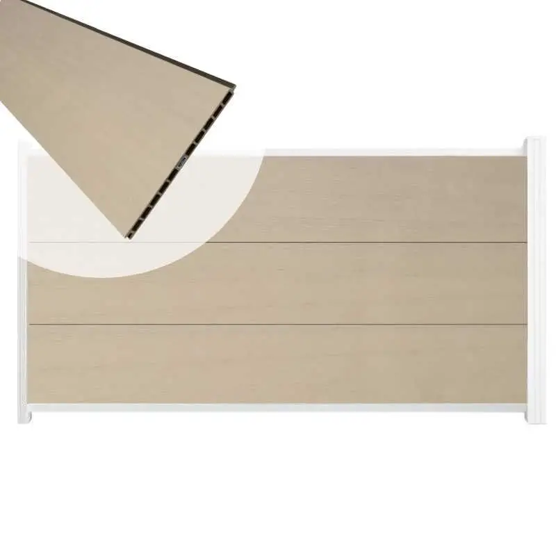 Schutting composiet co-extrusie Como beige met wit aluminium kader (180 x 90 cm) Flitsaanbieding
