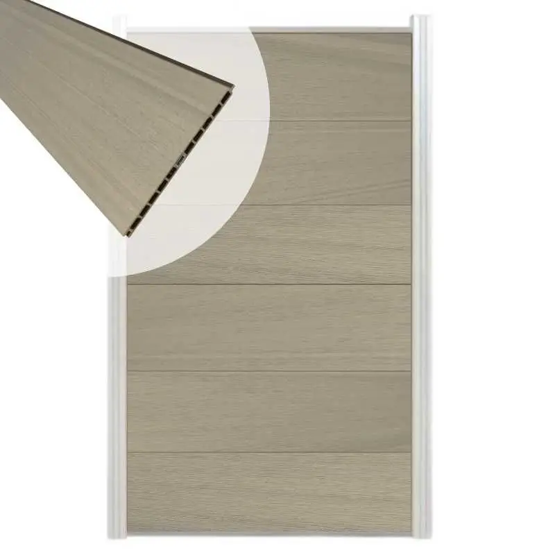Schutting composiet co-extrusie Como vergrijsd bruin met blank aluminium kader (90 x 180 cm) Superprijs