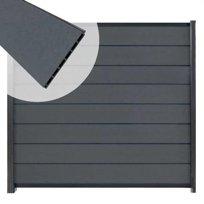 Finale Uitverkoop Zelfbouw schutting composiet Modular rock grey met antraciet alu accessoires (180 x 180 cm)