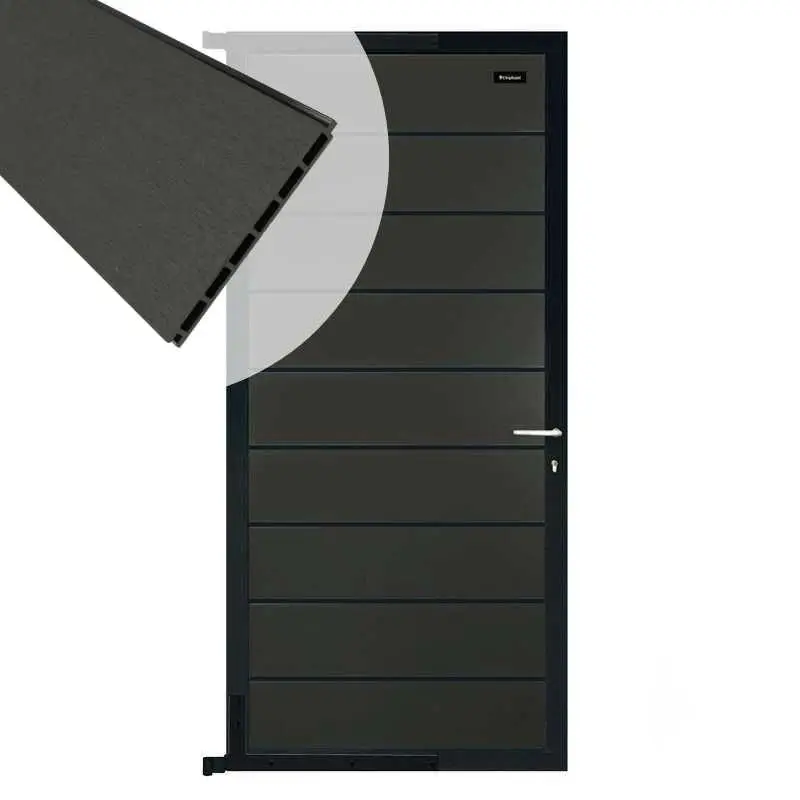 Tuindeur composiet Modular antraciet met antraciet aluminium frame compleet (90 x 195 cm) Tijdelijk Beschikbaar