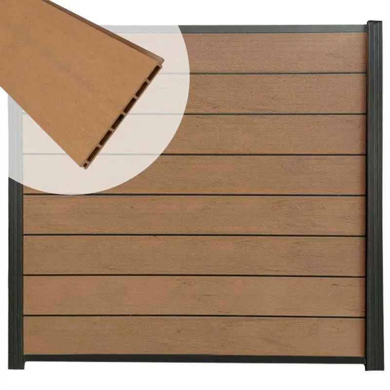 Zelfbouw schutting composiet Modular bruin gevlamd - antraciet alu accessoires (180 x 180 cm) Snelle Levering