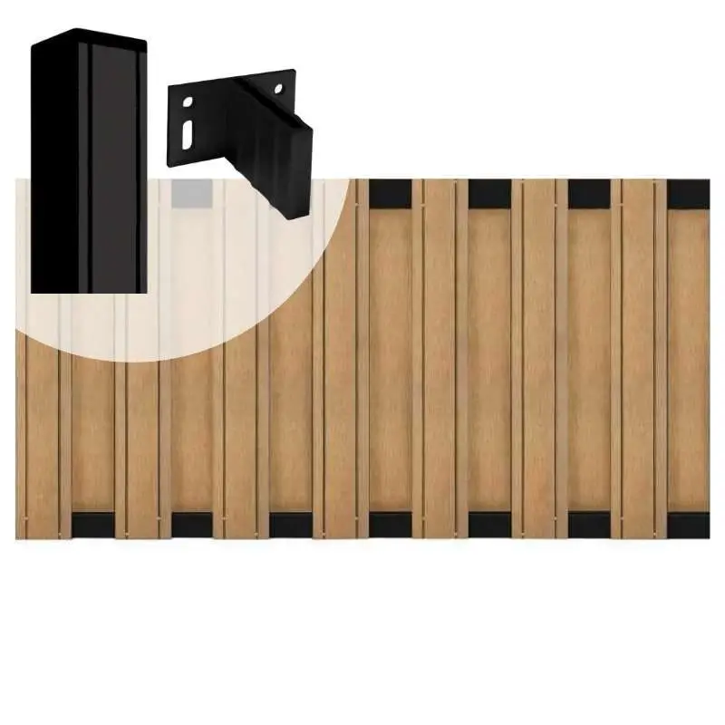 Tuinhek set composiet Stijl teak met zwart aluminium frame (3,81 mtr) Gratis Retour