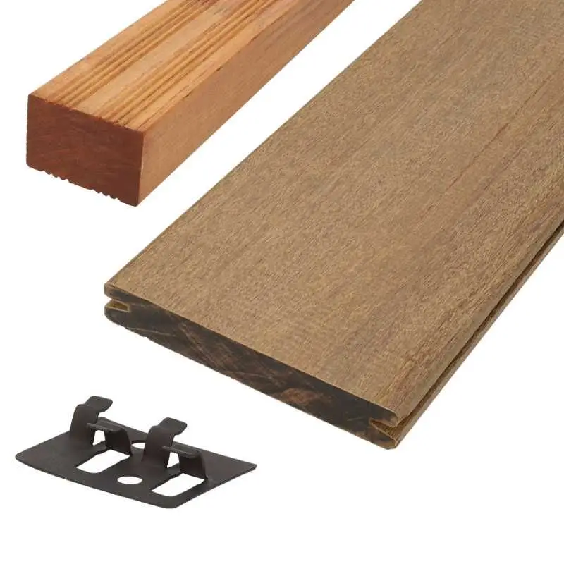 Superprijs Vlonderplank totaalpakket hardhout Ipé 2,0 x 13,0 cm (3,05 mtr) geschaafd voor clips