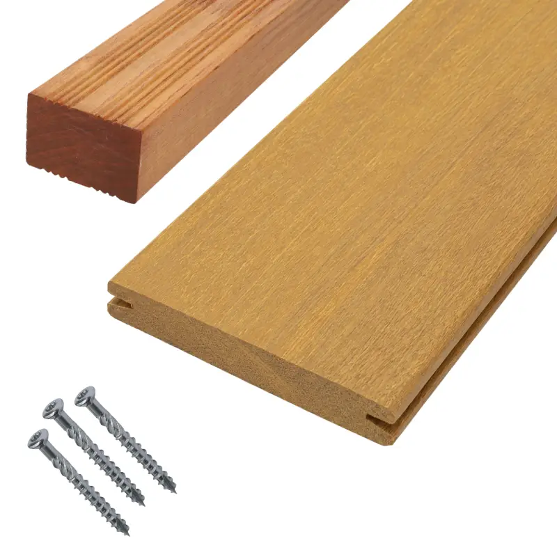 Exclusieve Aanbieding Vlonderplank totaalpakket hardhout Bankirai 2,5 x 14,5 cm (2,45 mtr) vlak