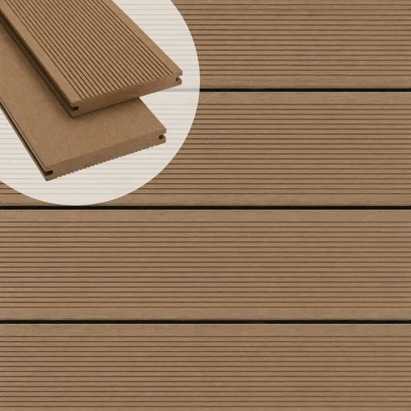 Vlonderplank composiet massief 1,9 x 14 cm eik vlak en grove ribbel Beperkt Aanbod
