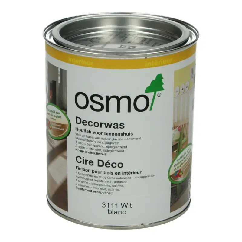 Osmo Decorwas Wit 3111, 0,75 Liter Op = Op