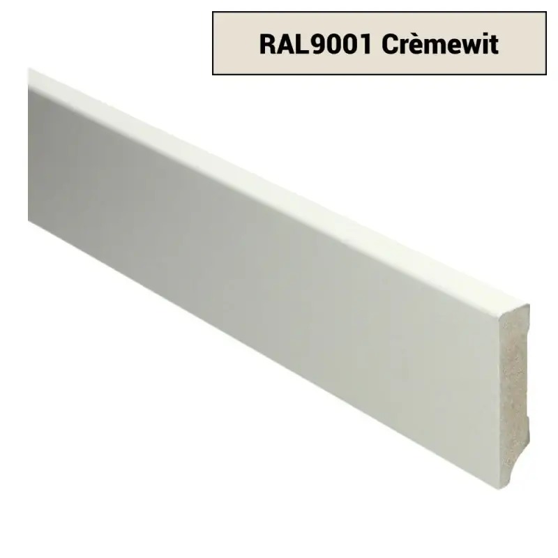 MDF Moderne plint 70x15 voorgelakt RAL 9001 Snelle Levering