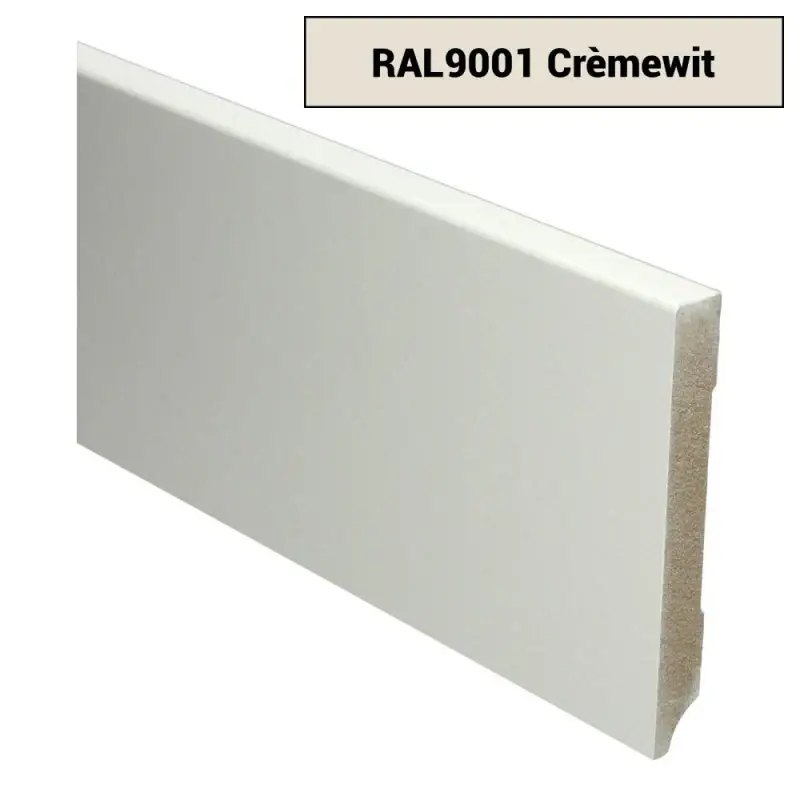 MDF Moderne plint 120x15 voorgelakt RAL 9001 Fabrieksprijs