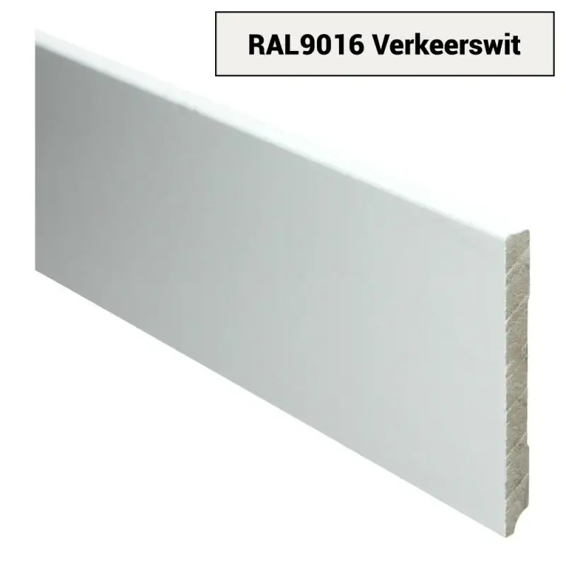 MDF Moderne plint 90x12 voorgelakt RAL 9016 Dagaanbieding