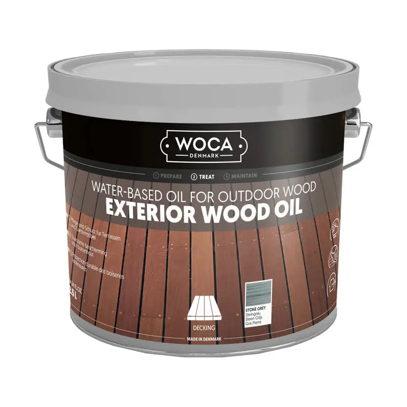 Beperkte Voorraad WOCA Exterior Oil Stone Grey 2,5 L
